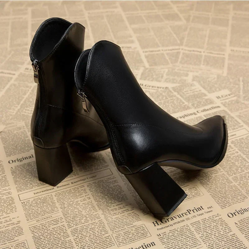 Shiny Silver Buckle Chelsea Boots