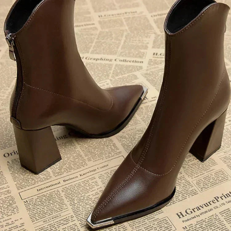 Shiny Silver Buckle Chelsea Boots