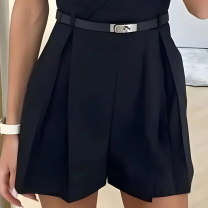 Summer V-Neck Belted Romper Dress