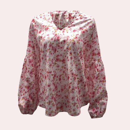 Women's Relaxed Fit Floral Long Sleeve Blouse