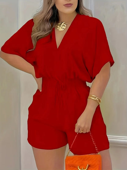 Cute Short Sleeve V-Neck Summer Romper