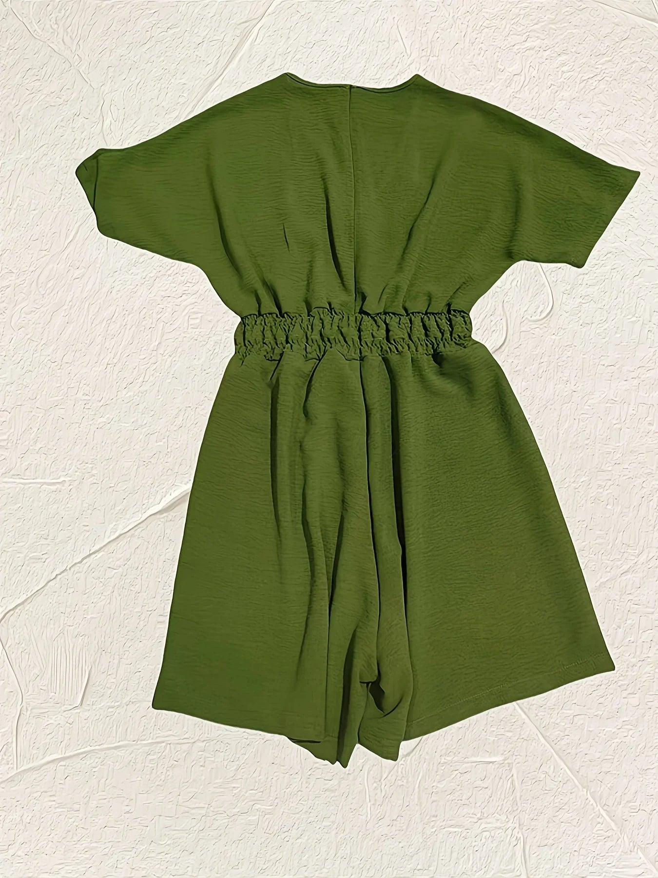 Nahlia Romper | Short Sleeve V-Neck Shirred Waist Romper