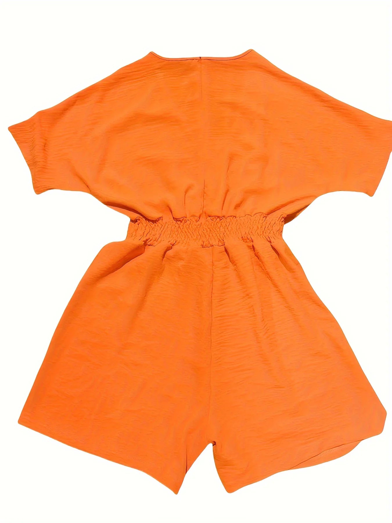 Nahlia Romper | Short Sleeve V-Neck Shirred Waist Romper