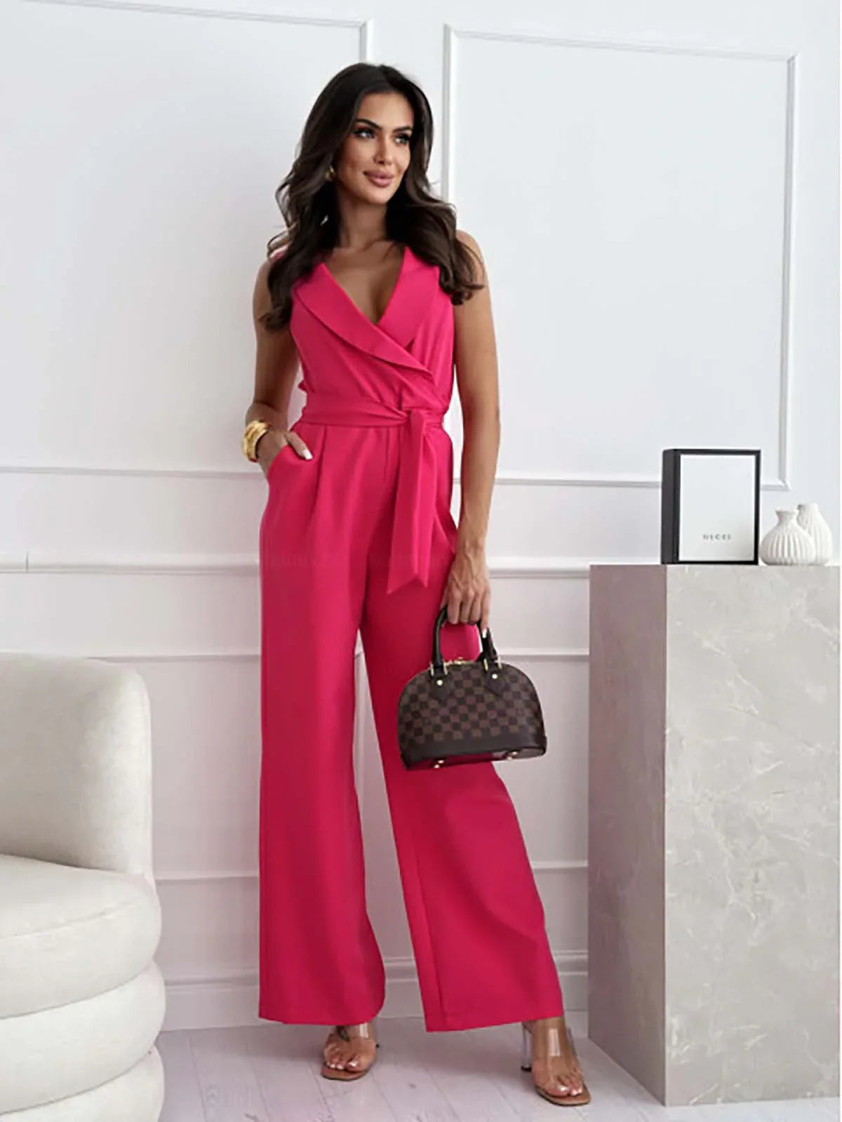 Namira Jumpsuit | Elegant Wide-Leg V-Neck Jumpsuit