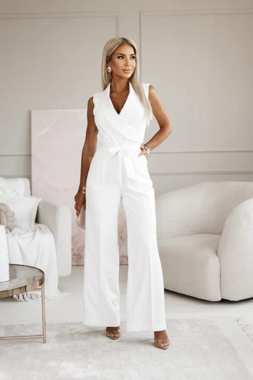 Chic Flowy V-Neck Jumpsuit - OutfitLondon