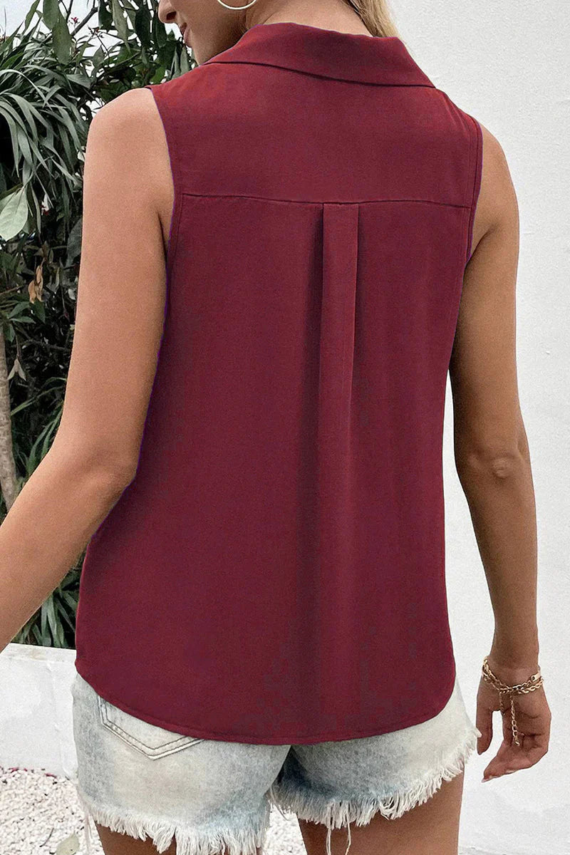 Nanette Top | Casual Button-Down Sleeveless Top