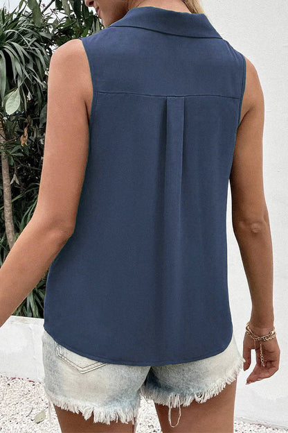 Nanette Top | Casual Button-Down Sleeveless Top