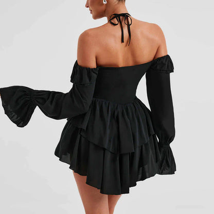 Women's Off Shoulder Ruffle Long Sleeve Jumpsuit