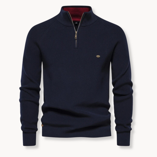 Men's Classic Cotton Blend Half-Zip Sweater - OutfitLondon