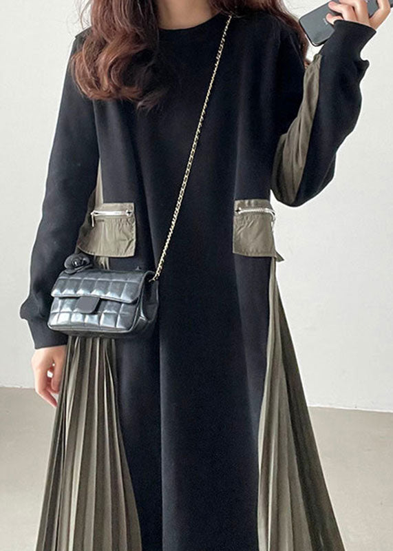 Oversized Patchwork Pleated Dress For Women Spring Ready - OutfitLondon