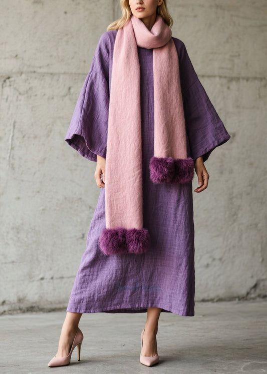 Women's Oversized Cotton Dress Lavender Breathable - OutfitLondon