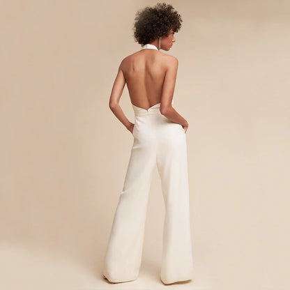Navi Jumpsuit | Deep V-Neck Wide-Leg Sleeveless Jumpsuit