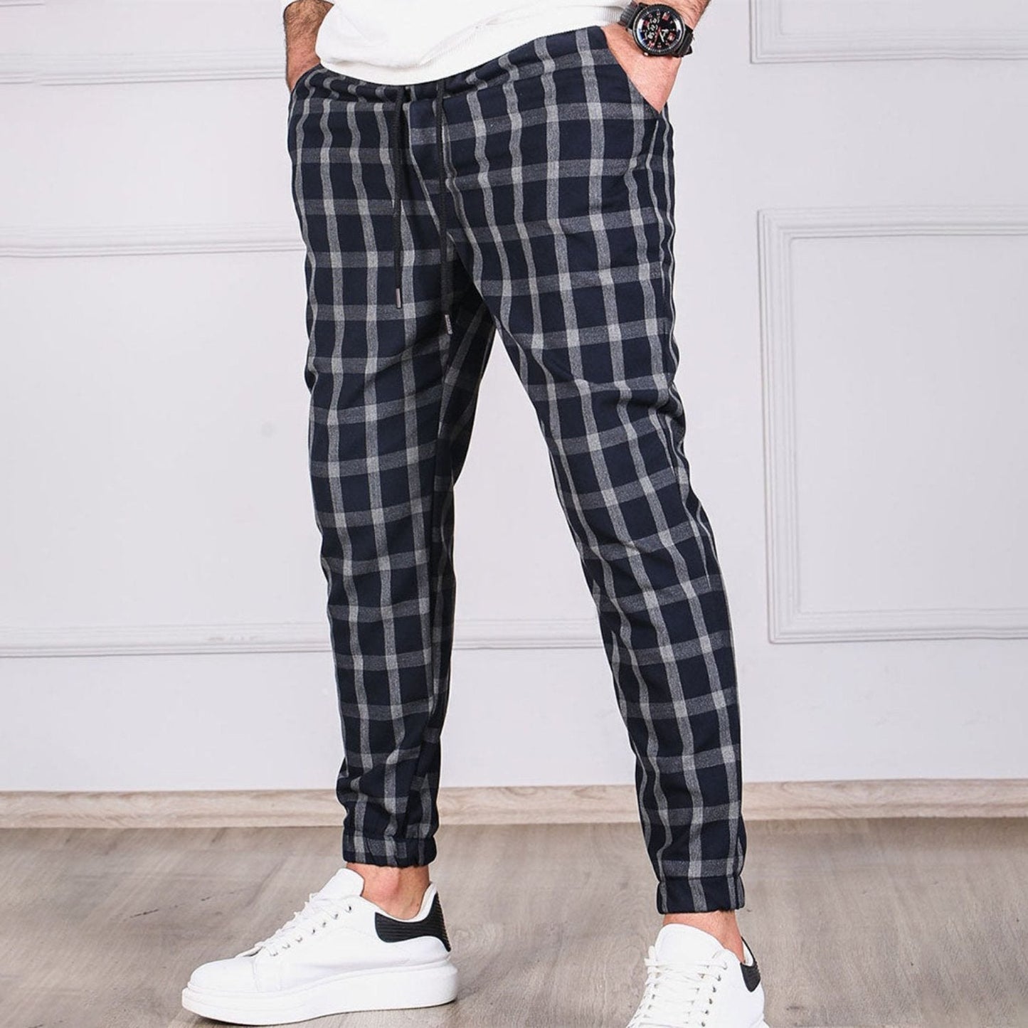 Comfortable Loose Fit Plaid Work Pants