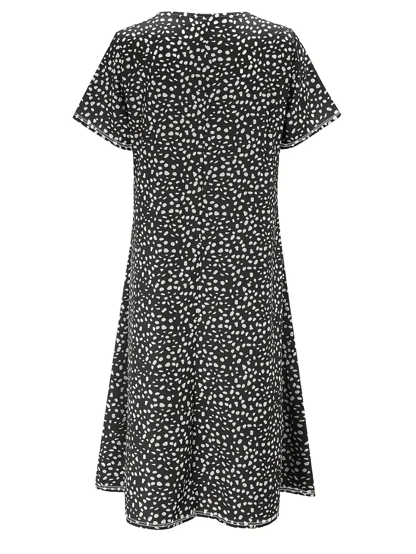 Neela Dress | Short Sleeve Loose Fit Knee-Length Printed Dress