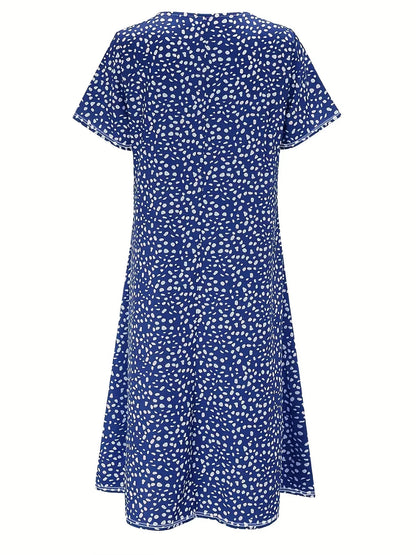 Neela Dress | Short Sleeve Loose Fit Knee-Length Printed Dress