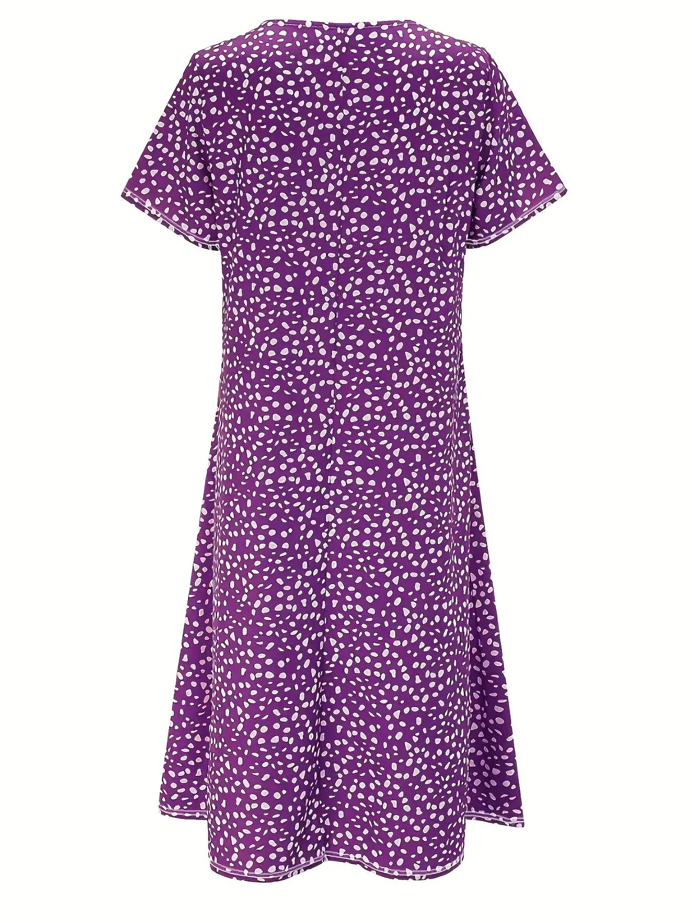 Neela Dress | Short Sleeve Loose Fit Knee-Length Printed Dress