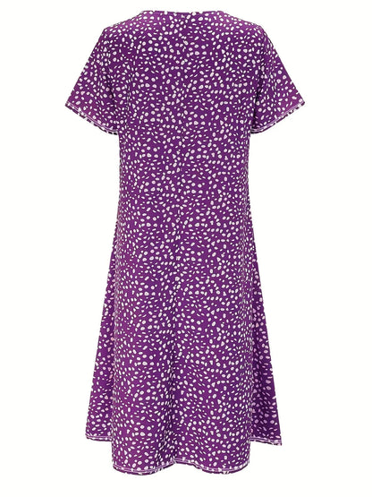 Neela Dress | Short Sleeve Loose Fit Knee-Length Printed Dress