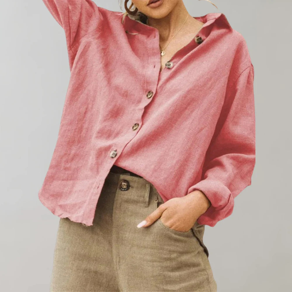 Relaxed Fit Blouse with Soft Lightweight Fabric - OutfitLondon