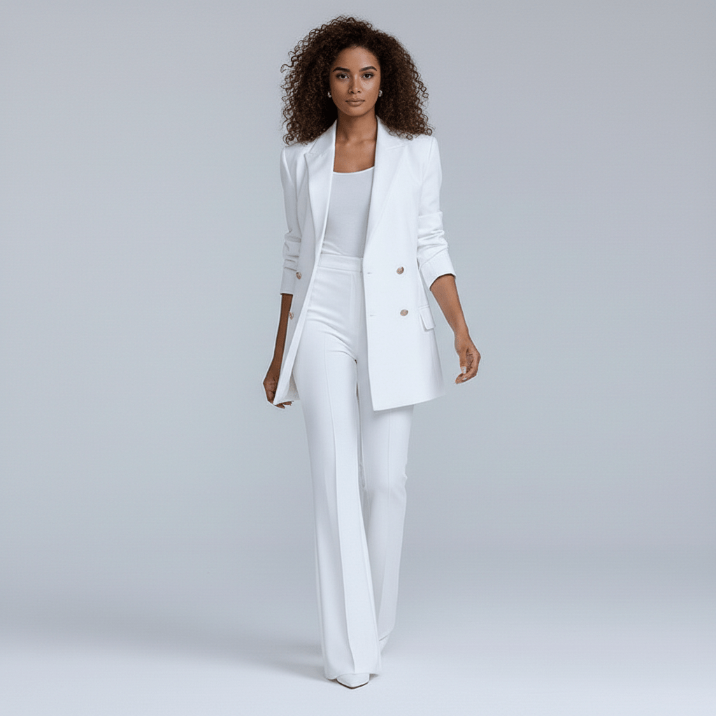 Classic 2-Piece Suit Blazer and Wide Leg Pants - OutfitLondon