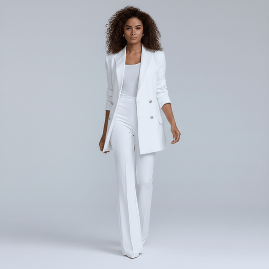Classic 2-Piece Suit Blazer and Wide Leg Pants - OutfitLondon