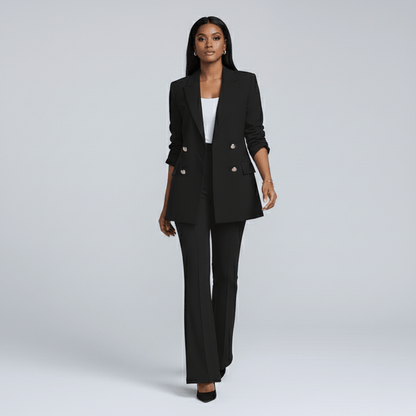 Classic 2-Piece Suit Blazer and Wide Leg Pants