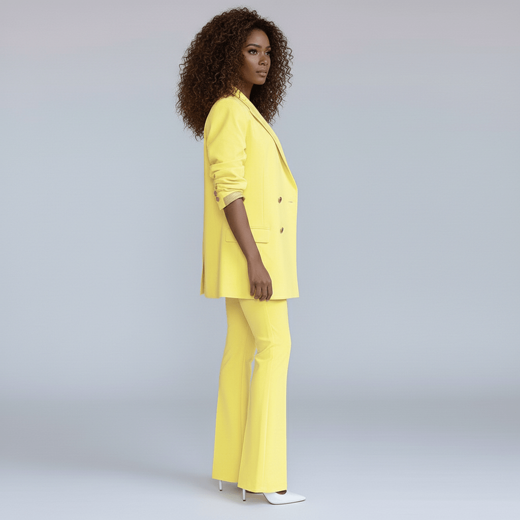 Classic 2-Piece Suit Blazer and Wide Leg Pants