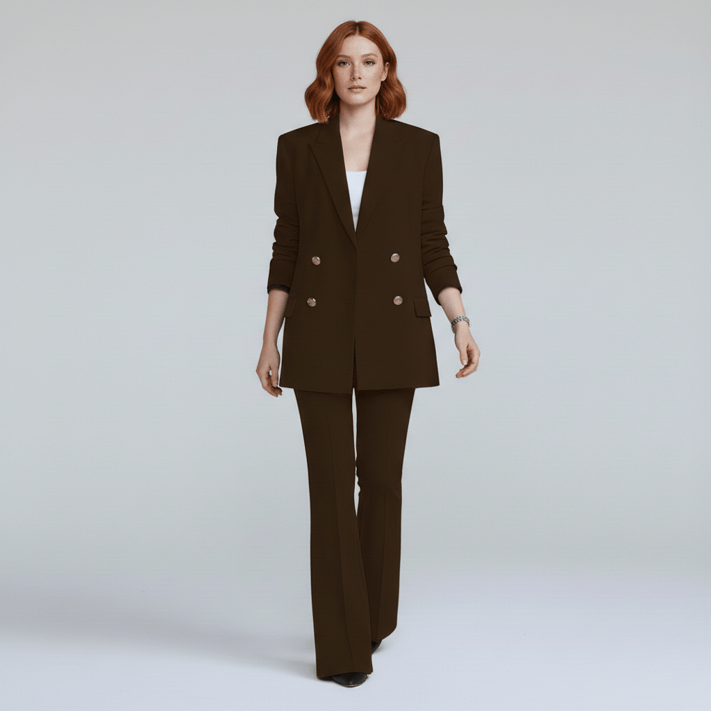 Classic 2-Piece Suit Blazer and Wide Leg Pants