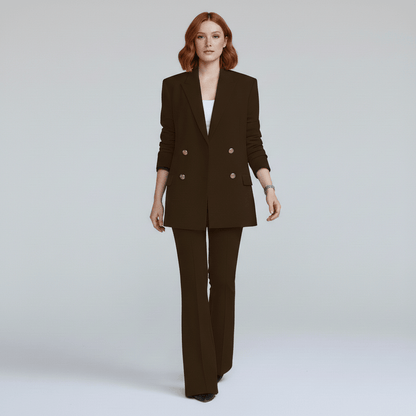 Classic 2-Piece Suit Blazer and Wide Leg Pants