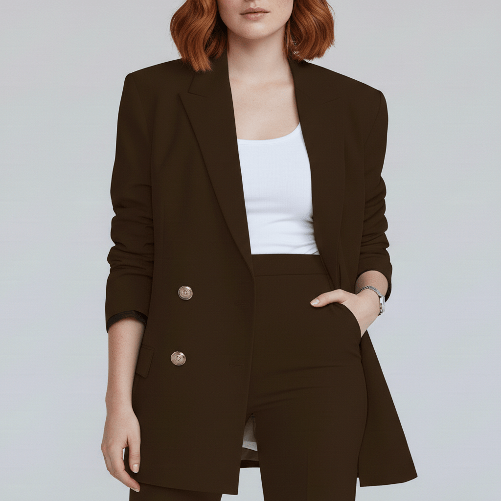 Classic 2-Piece Suit Blazer and Wide Leg Pants
