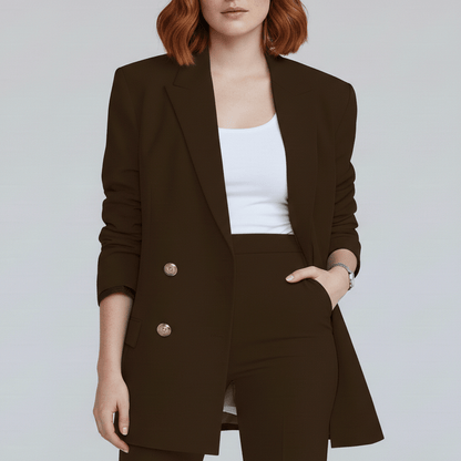 Classic 2-Piece Suit Blazer and Wide Leg Pants