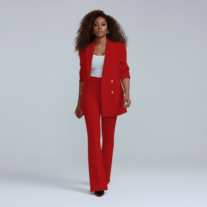 Classic 2-Piece Suit Blazer and Wide Leg Pants