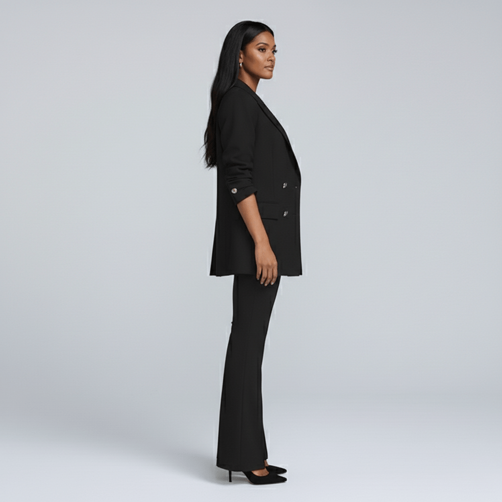 Classic 2-Piece Suit Blazer and Wide Leg Pants