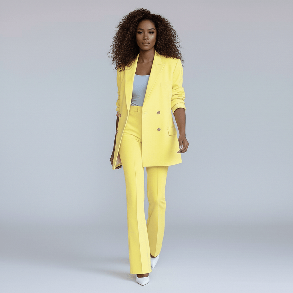 Classic 2-Piece Suit Blazer and Wide Leg Pants