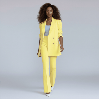 Classic 2-Piece Suit Blazer and Wide Leg Pants
