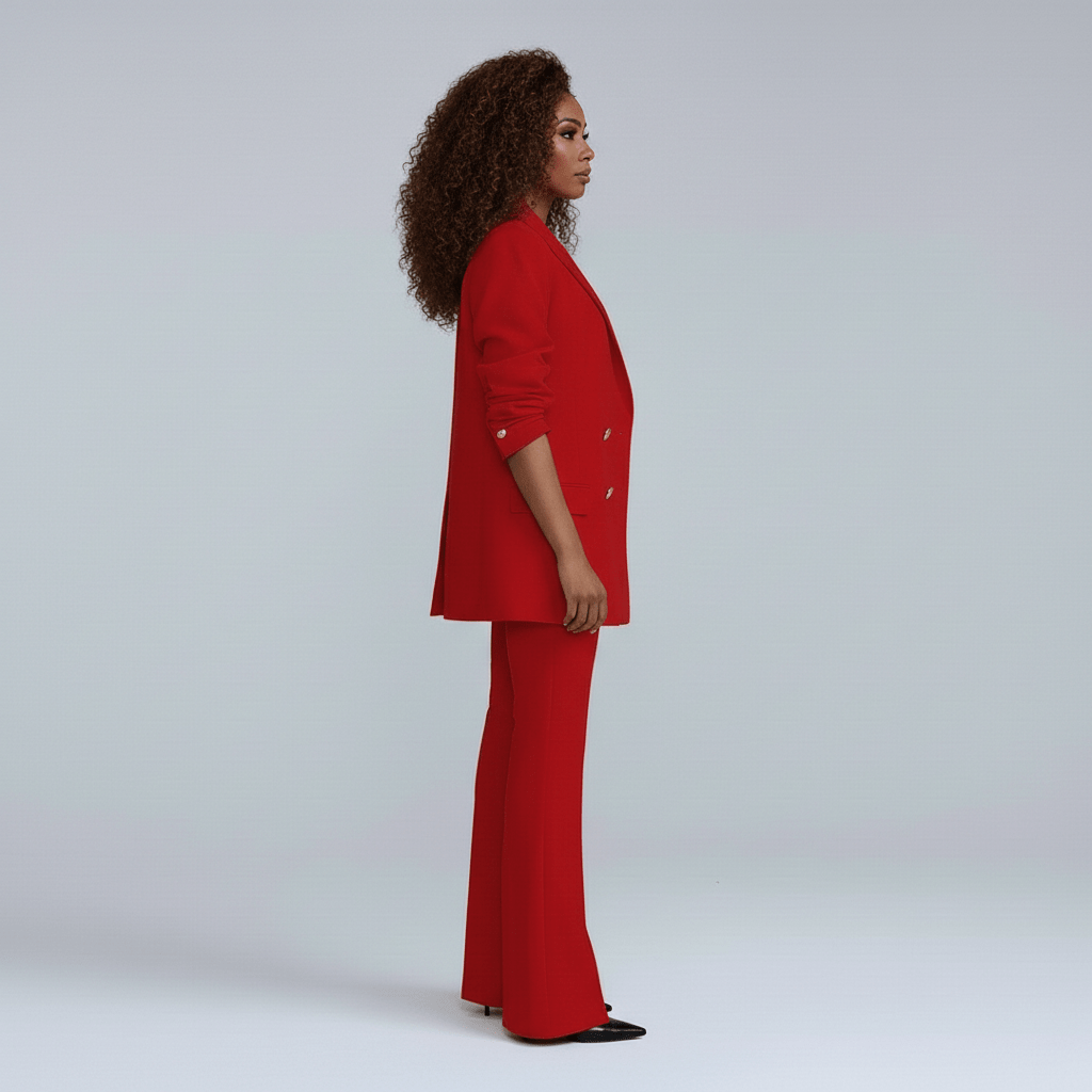 Classic 2-Piece Suit Blazer and Wide Leg Pants