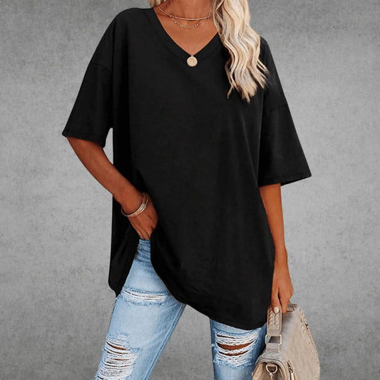 Casual Fit V-Neck Cotton Tee Shirt - OutfitLondon