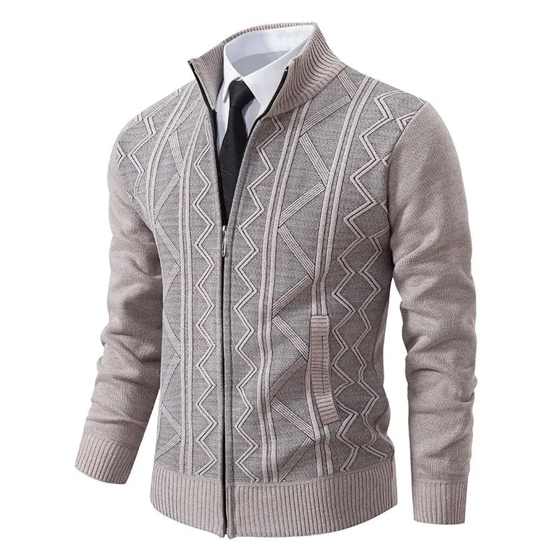 Warm Cable Knit Zip Up Cardigan Sweater
