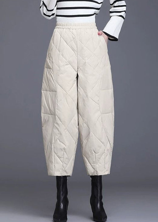 Women's Beige Cotton Shorts Elastic Waist Soft Lining - OutfitLondon