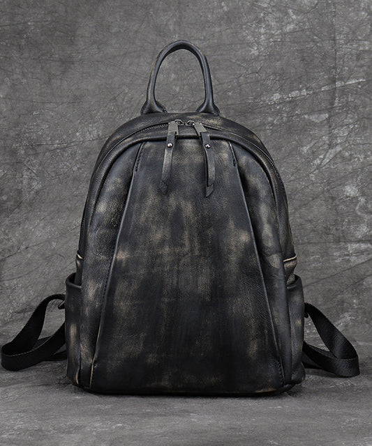 Leather Backpack Large Capacity Zipper Closure For Travel Study - OutfitLondon