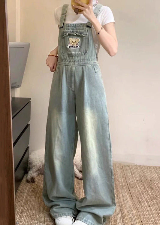 Women's Denim Jumpsuit Blue Relaxed Fit - OutfitLondon