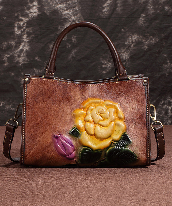 Outfit London Leather Tote Messenger Bag Calf Leather Brown - OutfitLondon