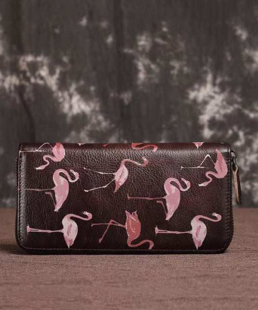 Women's Leather Zippered Wallet Embossed Calfskin Multiple Pockets - OutfitLondon