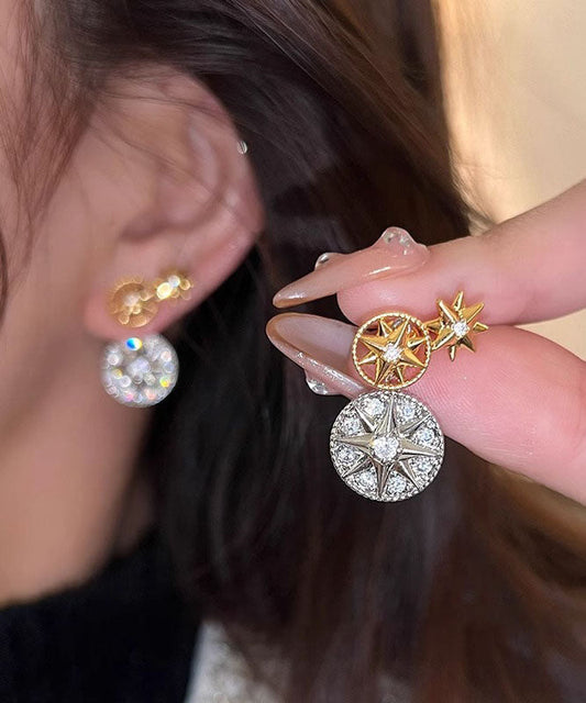 Women's Copper Stud Earrings Colorblock Star Design - OutfitLondon