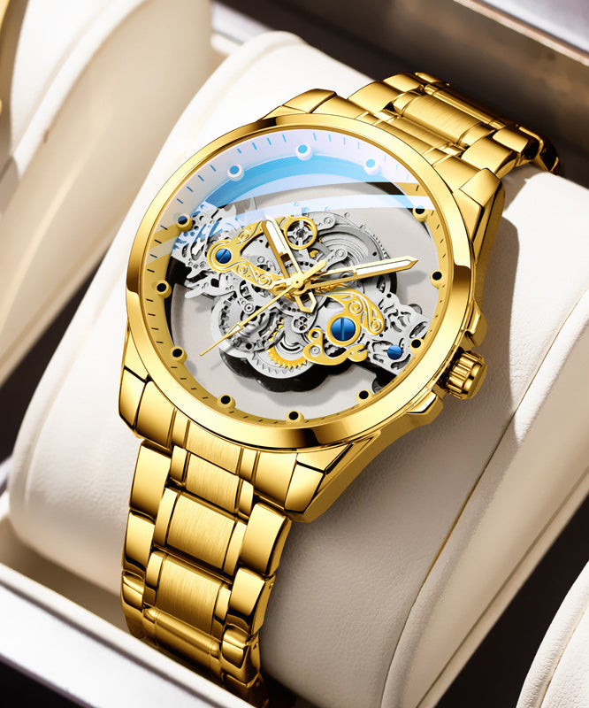 Stainless Steel Automatic Skeleton Watch Water Resistant - OutfitLondon