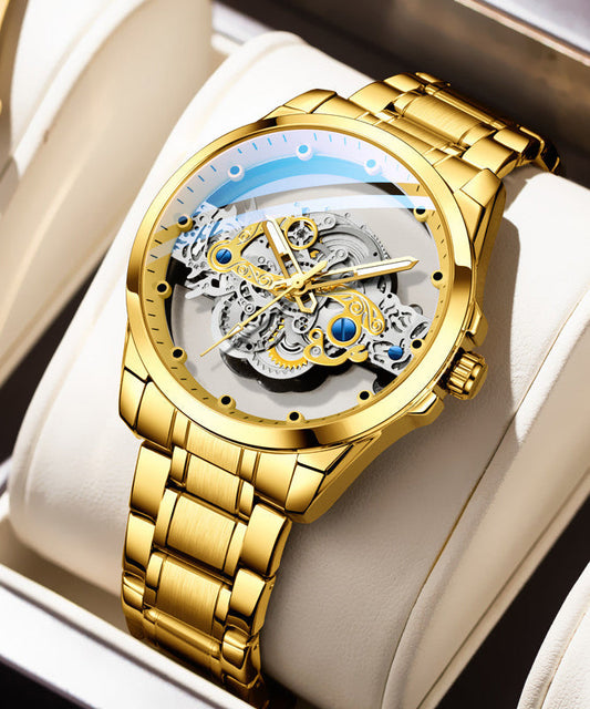 Stainless Steel Automatic Skeleton Watch Water Resistant - OutfitLondon