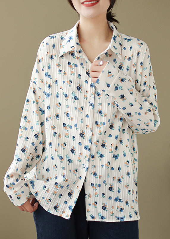 Women's Cotton Blouse Beige Loose Fit - OutfitLondon