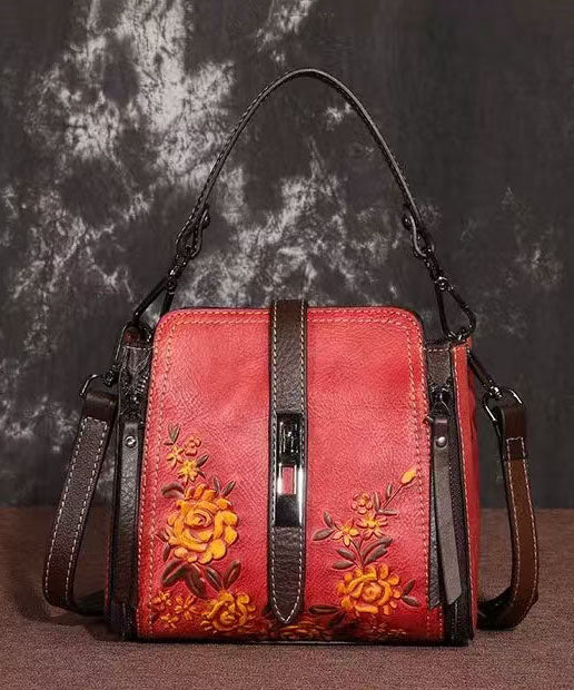 Red Leather Crossbody Bag - OutfitLondon