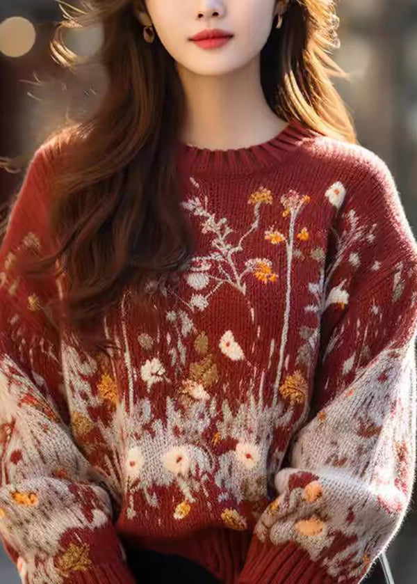 Women's Wool Sweater Lightweight Red Plush - OutfitLondon