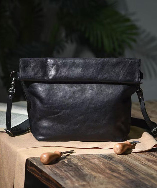 Retro Leather Crossbody Bag Large Capacity Brown - OutfitLondon