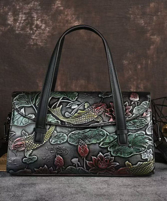 Silver Leather Retro Tote Bag With Zipper Closure - OutfitLondon